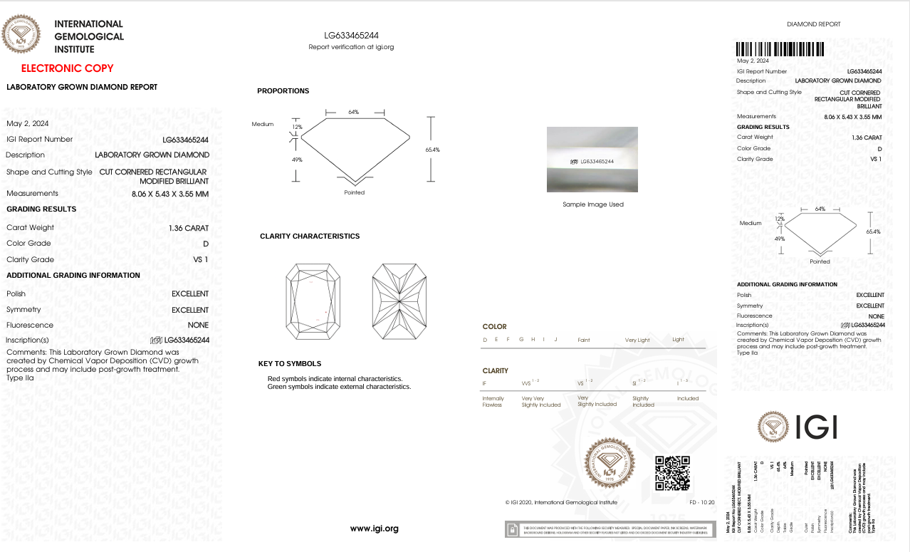 Lab Diamond Radiant Cut | EX Cut | VS1 | D Color | IGI Certified with Engraving - The LabradoriteKing