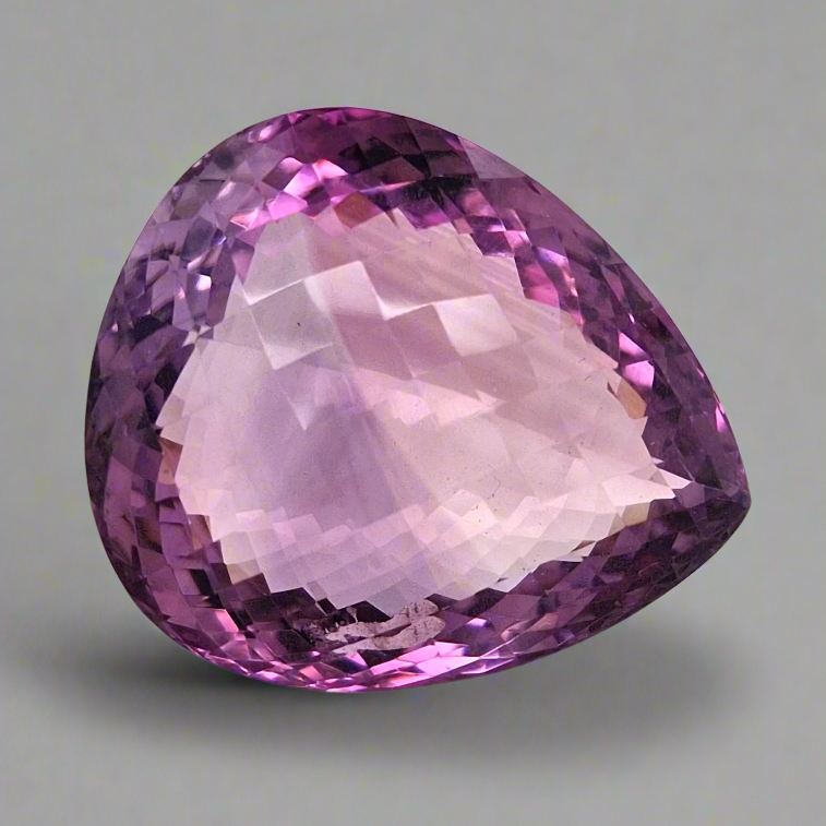 Natural Deep Color Amethyst Checkerboard Cut | Pear | Size: 37x31MM - The LabradoriteKing