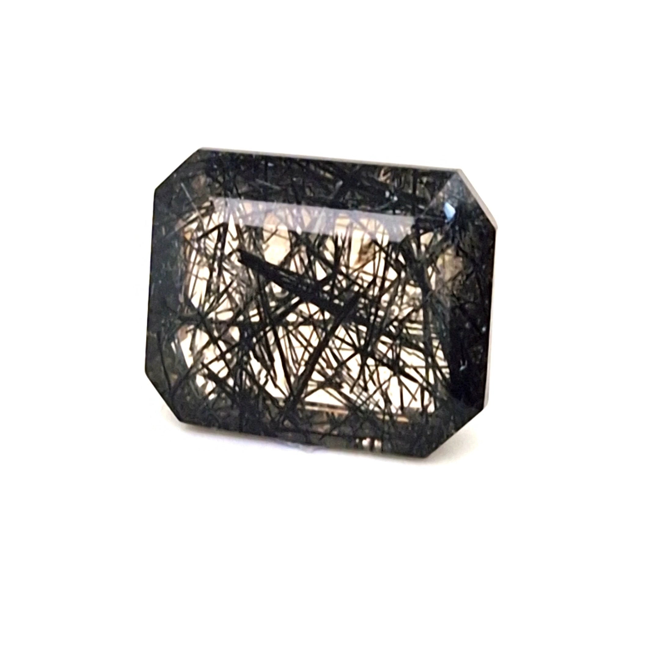Natural Black Rutile Faceted | Rectangle | 20x16mm