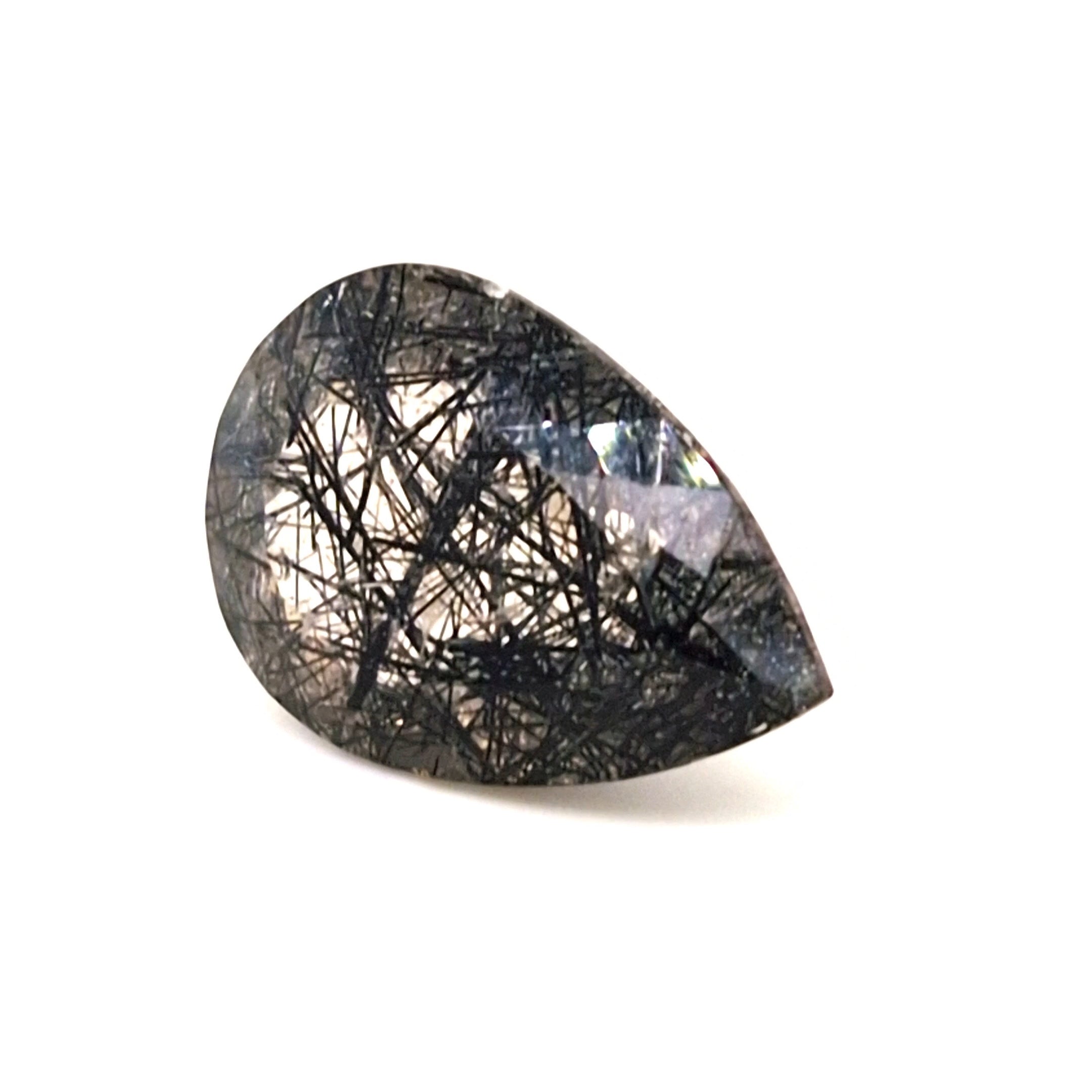 Natural Black Rutile Faceted | Pear | 25x18mm
