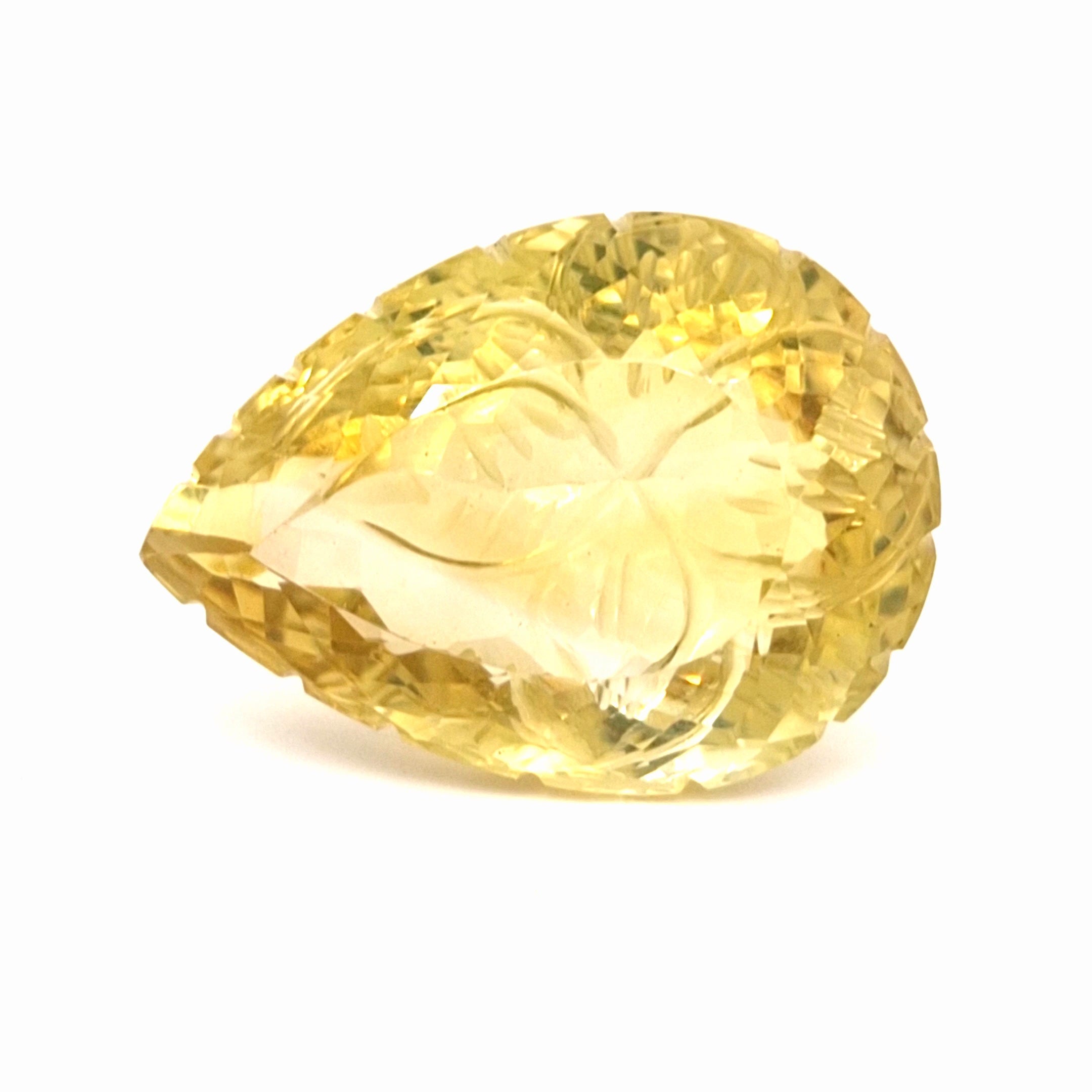 Natural Lemon Quartz Carved | Pear| 35x26mm