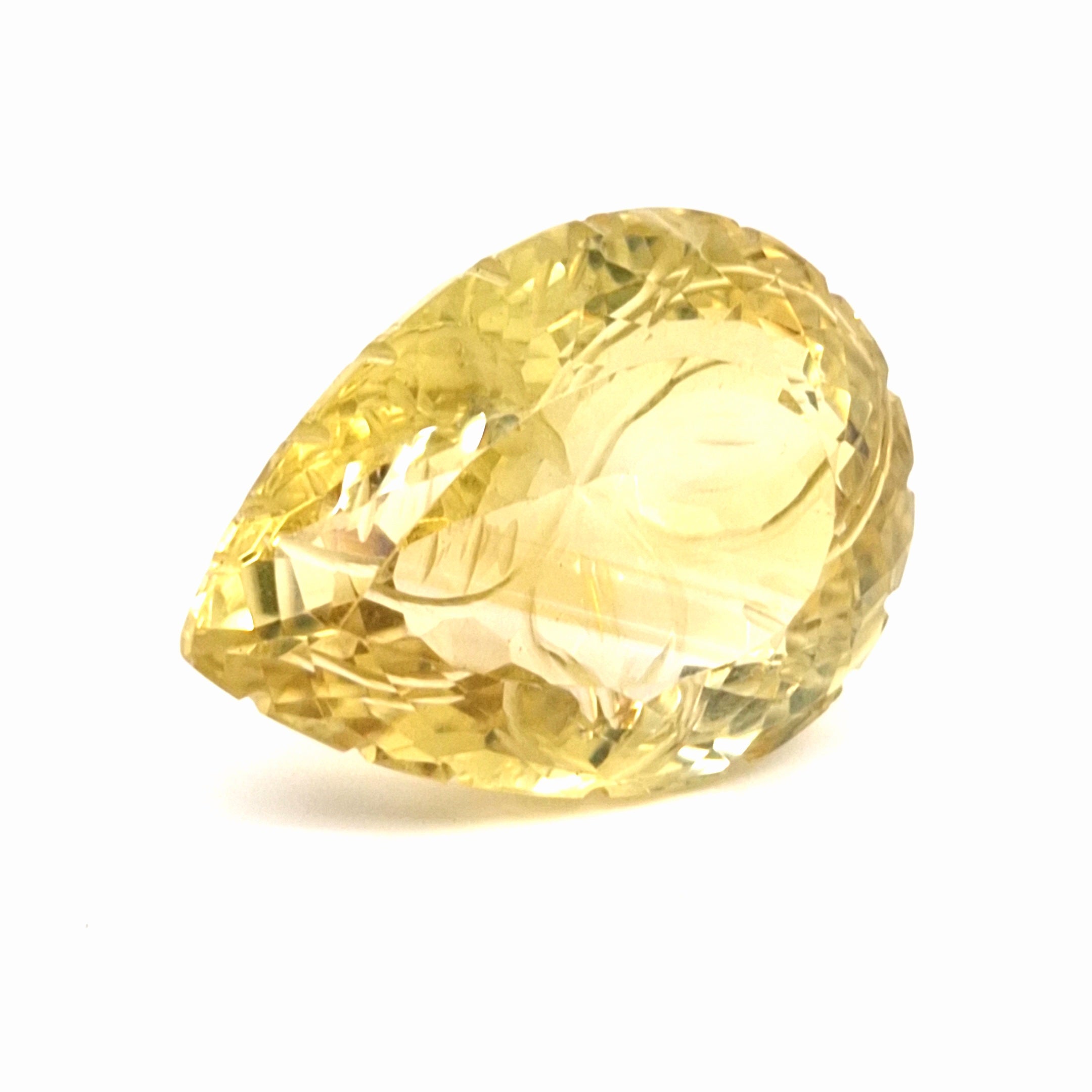 Natural Lemon Quartz Carved | Pear| 35x26mm