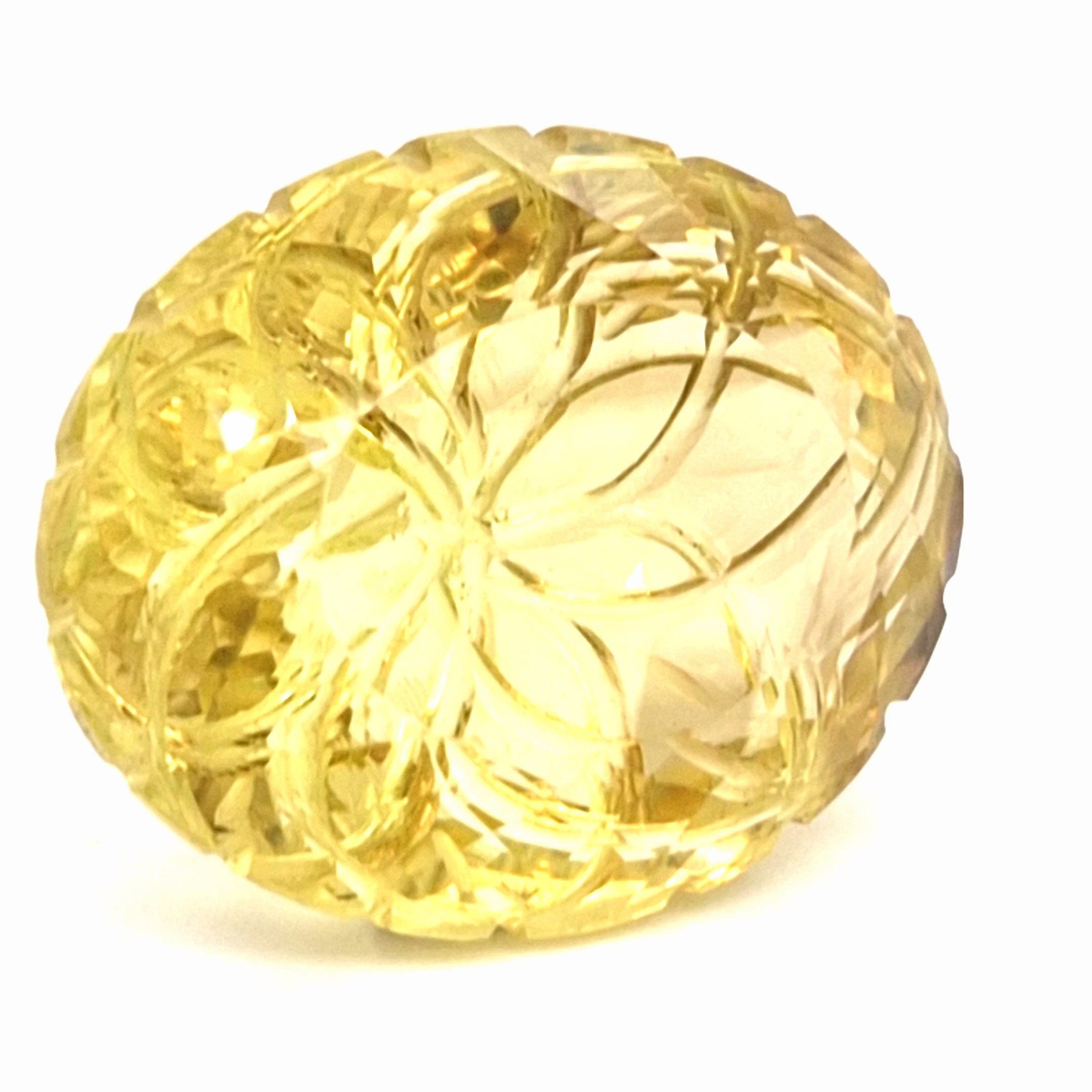 Natural Lemon Quartz Carved | Oval | 31x25mm