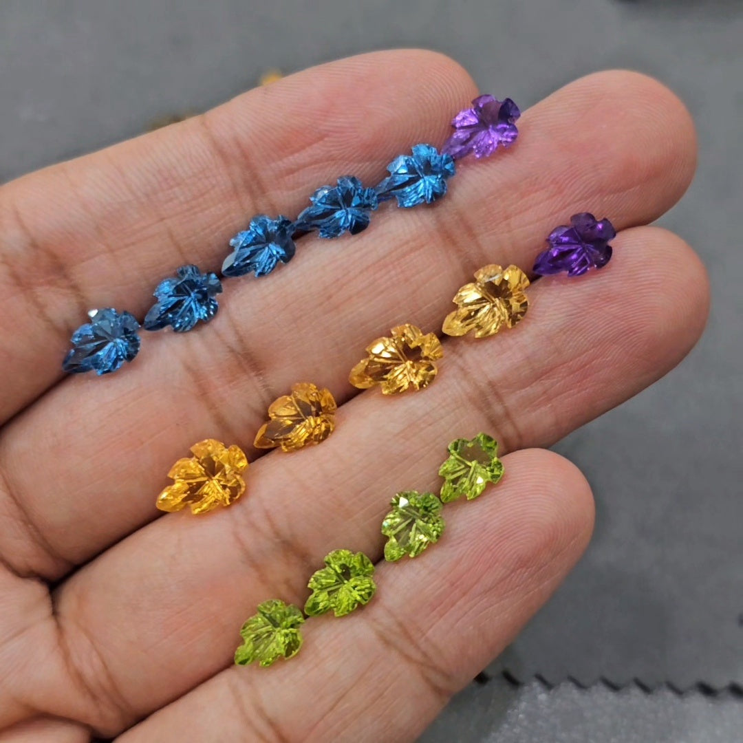 Pair (2 Pcs) of Leaf cut | 8mm to 9mm | Peridot, Amethyst, Blue Topaz and Citrine - The LabradoriteKing