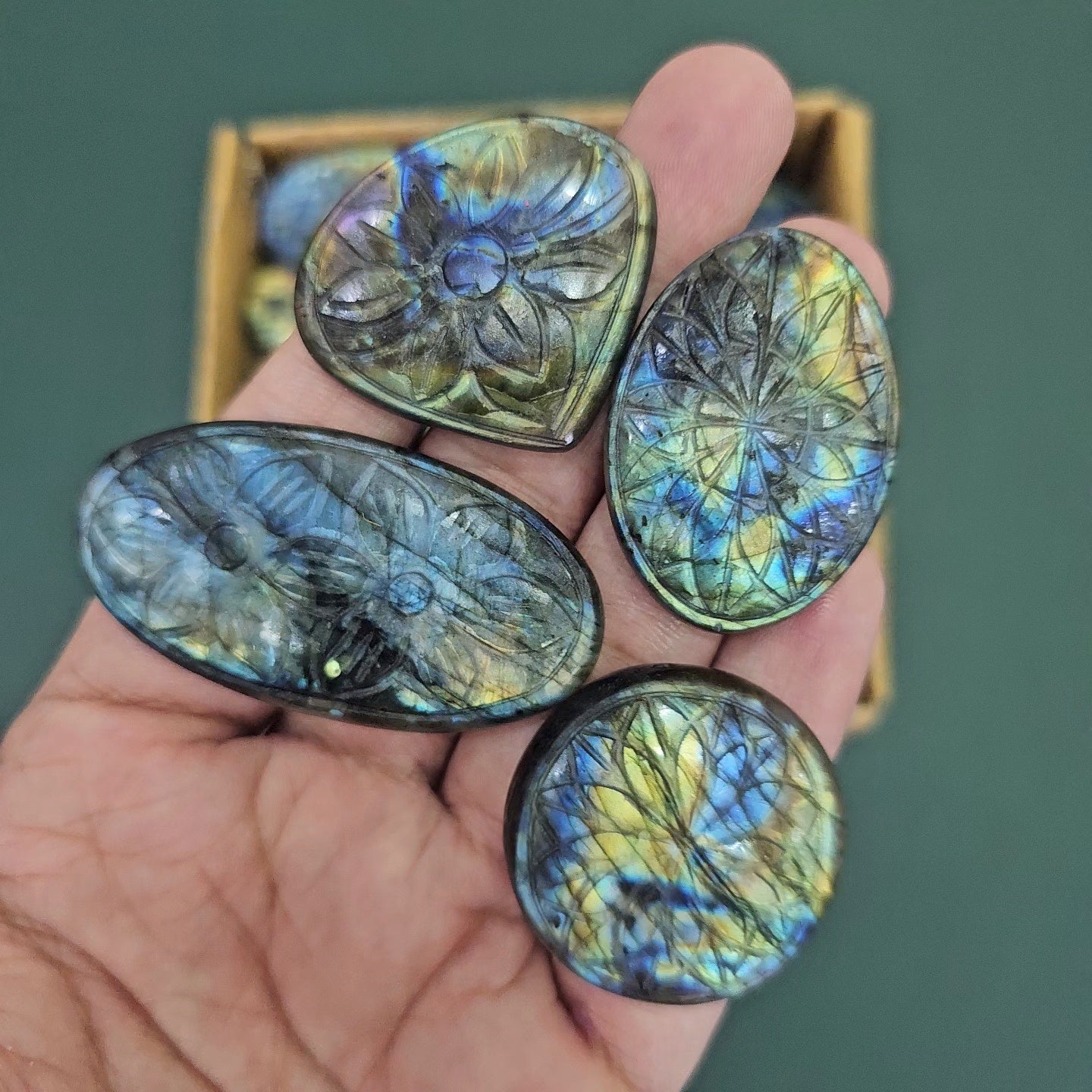 500 Grams of Carved Labradorite Cabochons | 35-45 pieced - The LabradoriteKing
