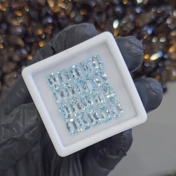 20 Pcs Natural Aquamarine Faceted unheated | Rectangle | Size: 7x5mm - The LabradoriteKing