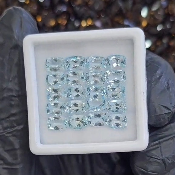 20 Pcs Natural Aquamarine Faceted unheated | Rectangle | Size: 7x5mm - The LabradoriteKing