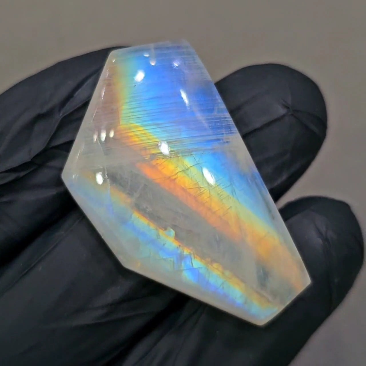 Natural Rainbow Moonstone from India Cabochon | Fancy | 37x22mm - The LabradoriteKing