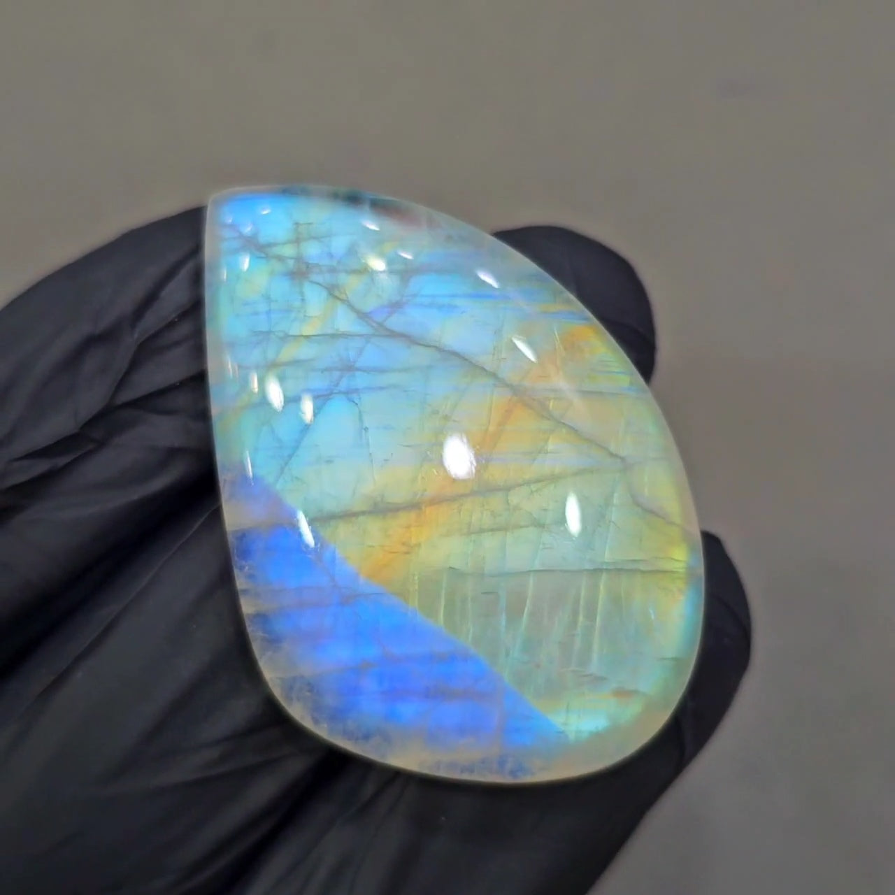 Natural Rainbow Moonstone from India Cabochon | Fancy | 41x27mm - The LabradoriteKing