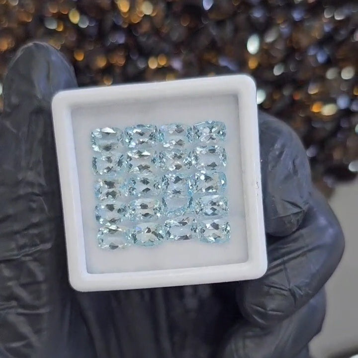20 Pcs Natural Aquamarine Faceted unheated | Rectangle | Size: 7x5mm - The LabradoriteKing