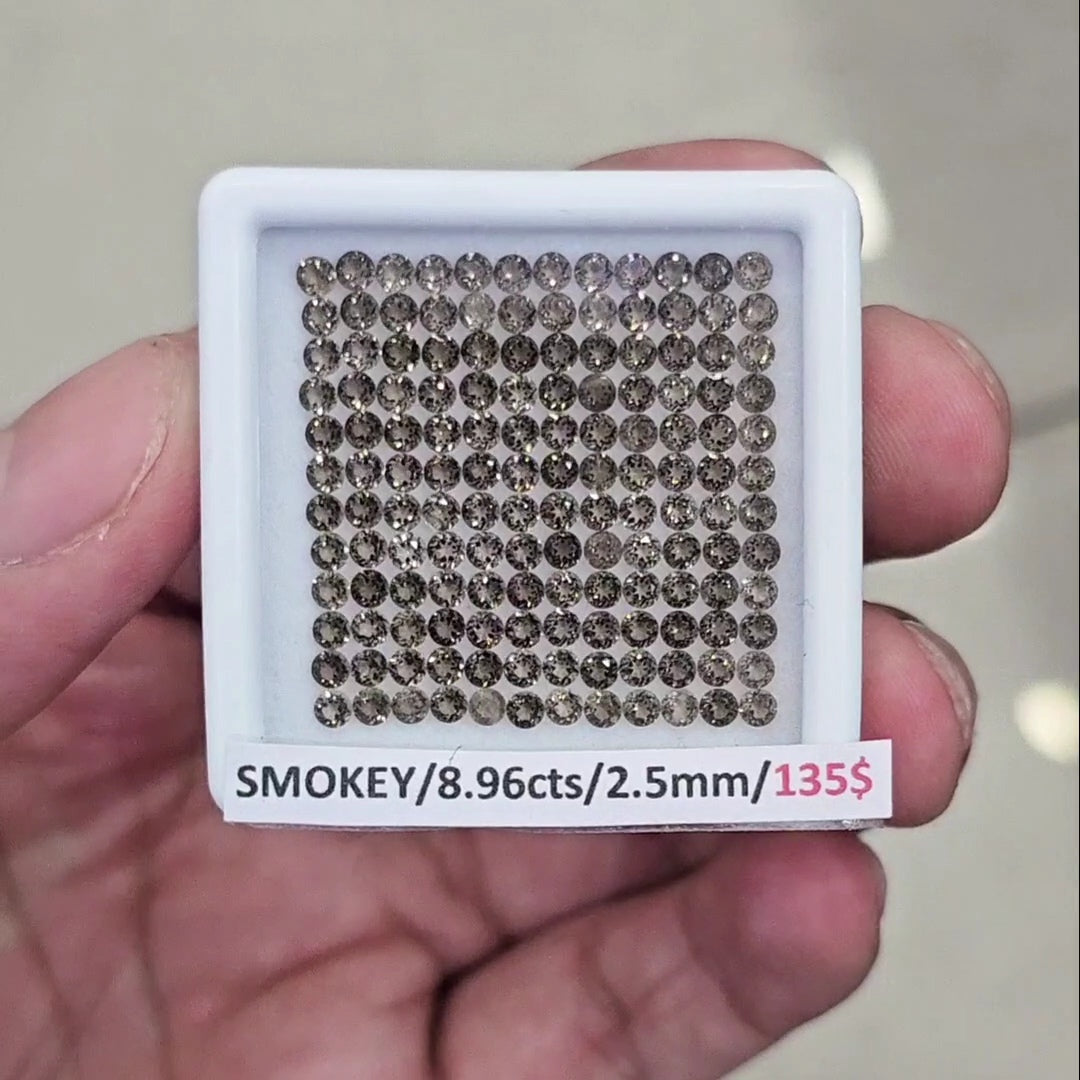 144 Pcs of Natural Smoky Quartz Round Cut | Round | Size: 2.5mm - The LabradoriteKing