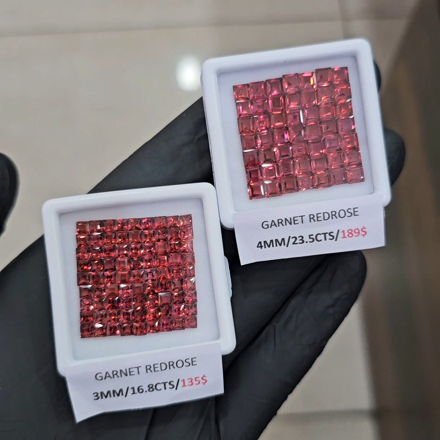 Natural Redrose Garnet | Square | Size: 3-4mm - The LabradoriteKing