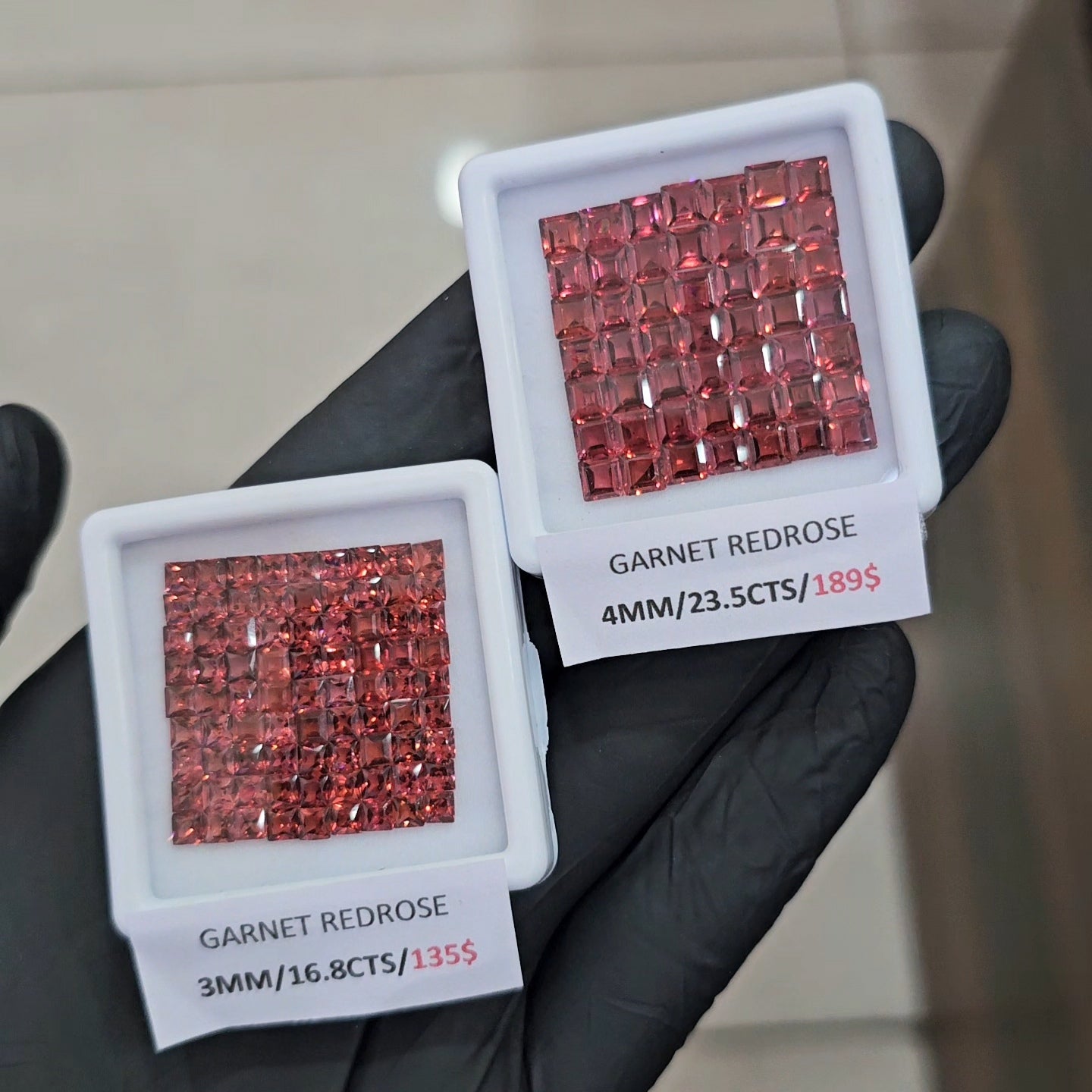 Natural Redrose Garnet | Square | Size: 3-4mm - The LabradoriteKing