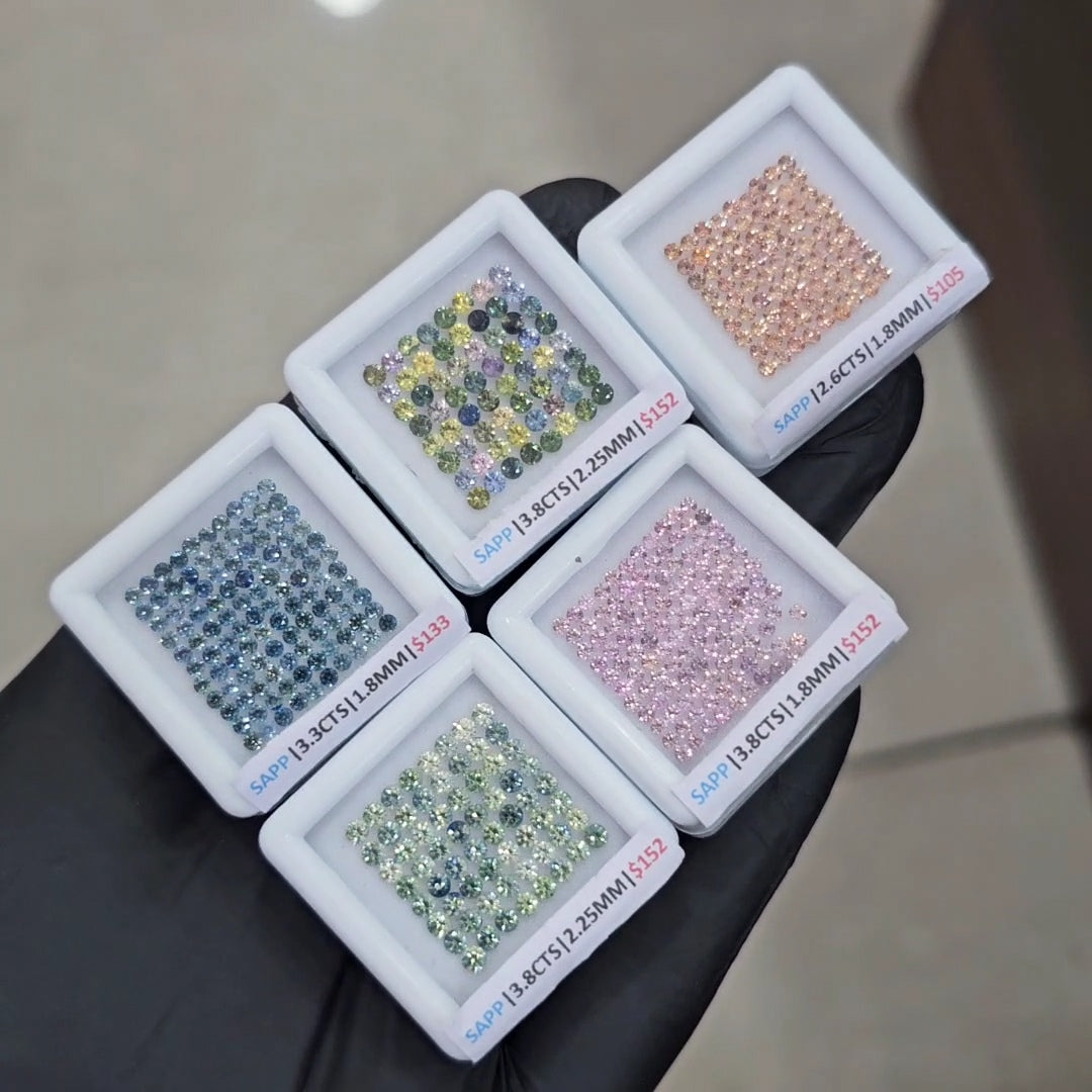 5 Box Set Of Natural Sapphire unheated Ideal Cut | Round | 1.8-2.25mm | Multi Colour - The LabradoriteKing