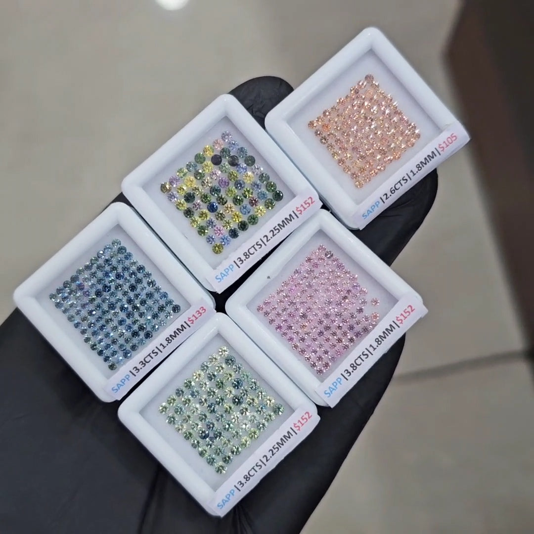 5 Box Set Of Natural Sapphire unheated Ideal Cut | Round | 1.8-2.25mm | Multi Colour - The LabradoriteKing