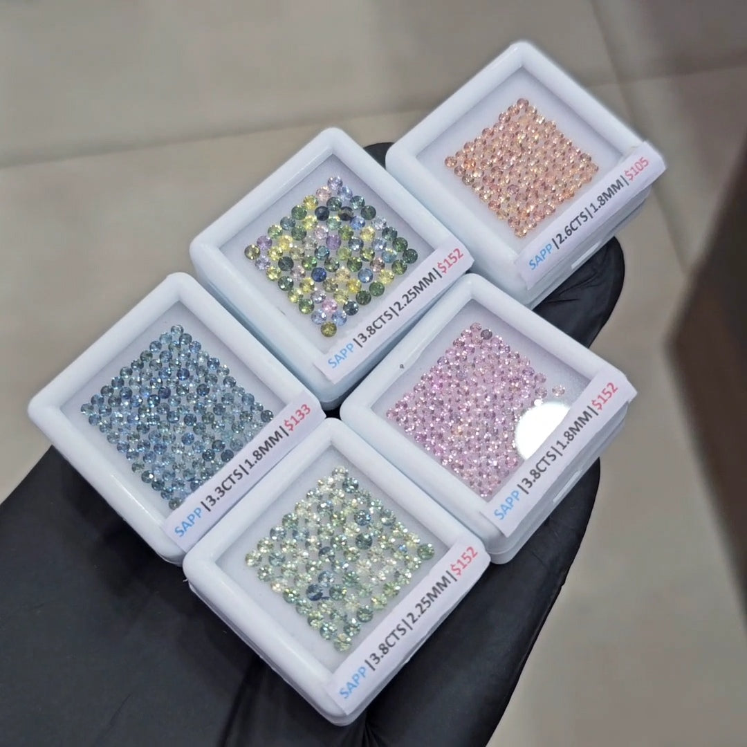 5 Box Set Of Natural Sapphire unheated Ideal Cut | Round | 1.8-2.25mm | Multi Colour - The LabradoriteKing