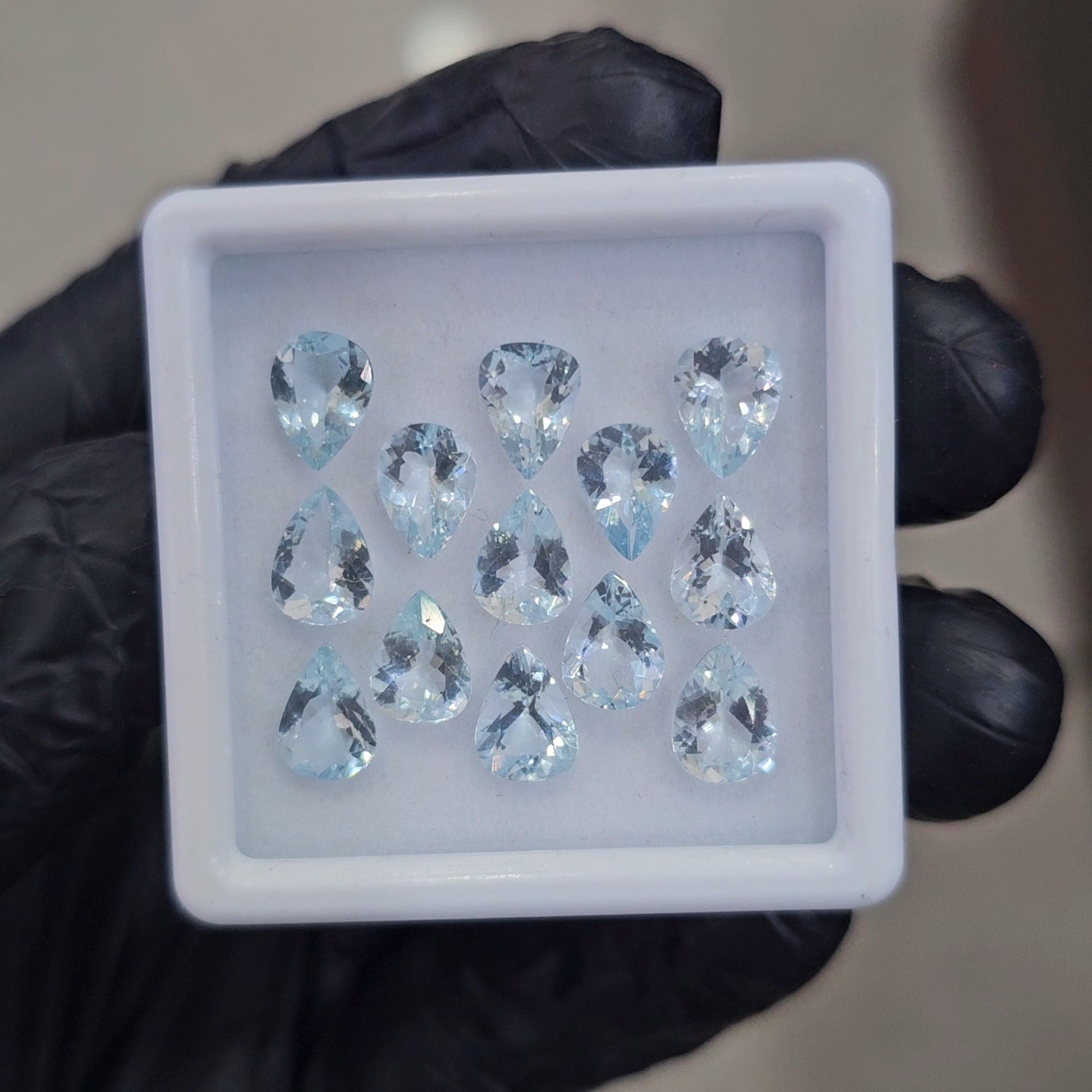 13Pcs of Natural Aquamarine Faceted | Pear | Size: 8x6mm - The LabradoriteKing