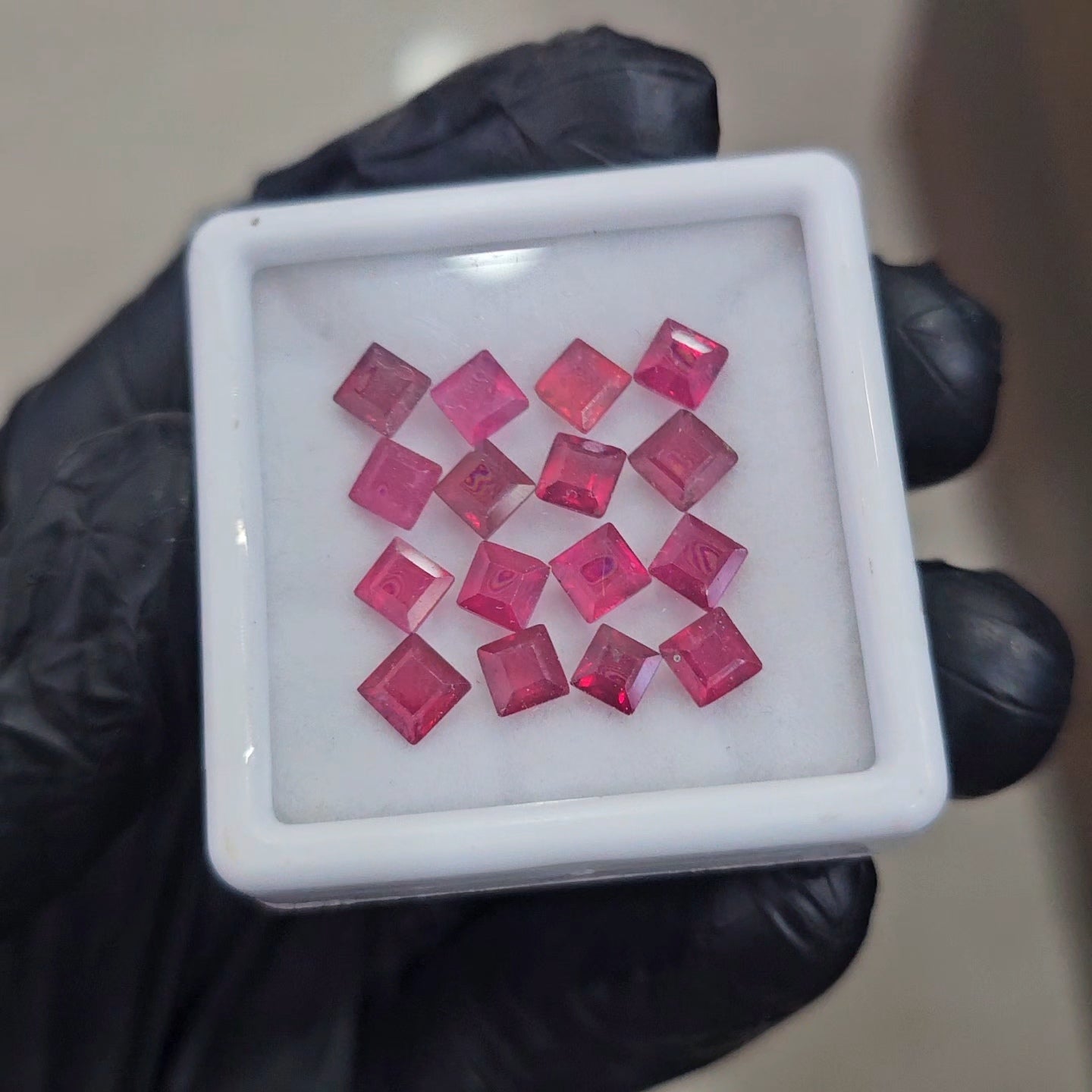 56Pcs of Natural Ruby Faceted | Square | Size: 4-5mm