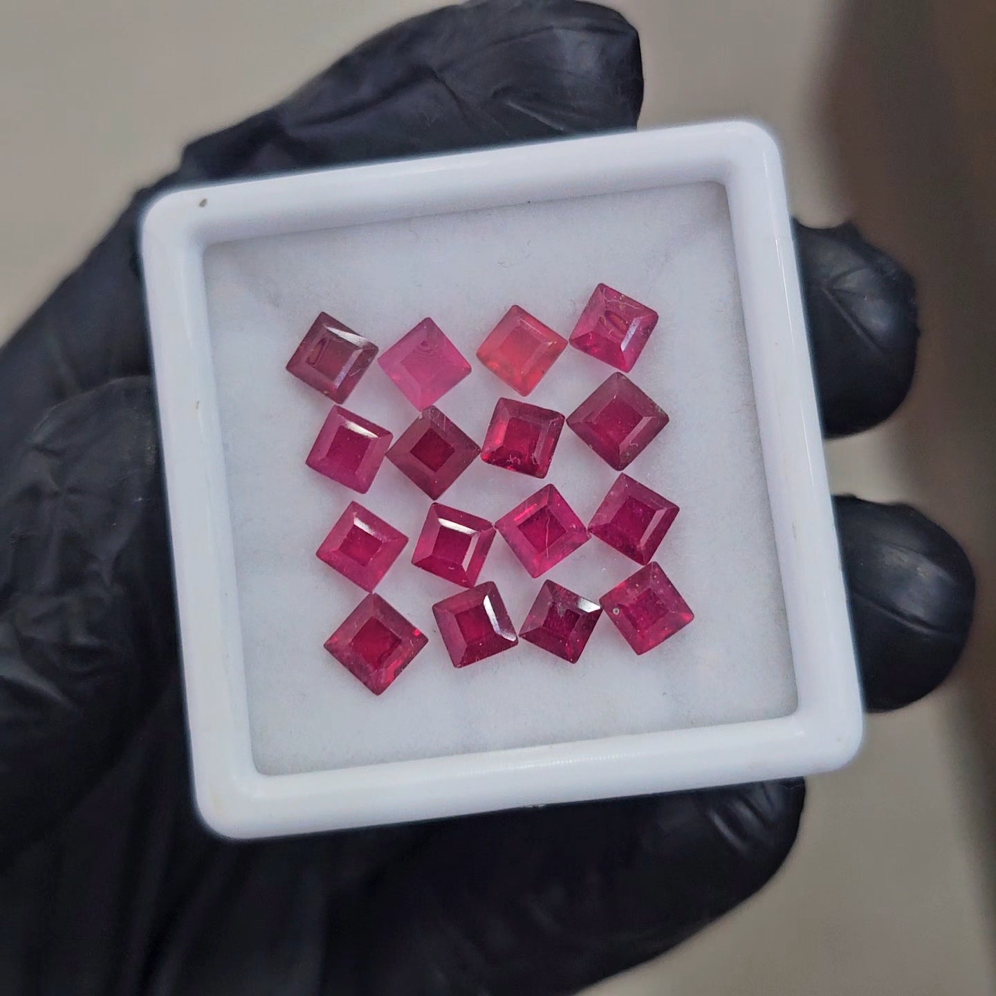56Pcs of Natural Ruby Faceted | Square | Size: 4-5mm