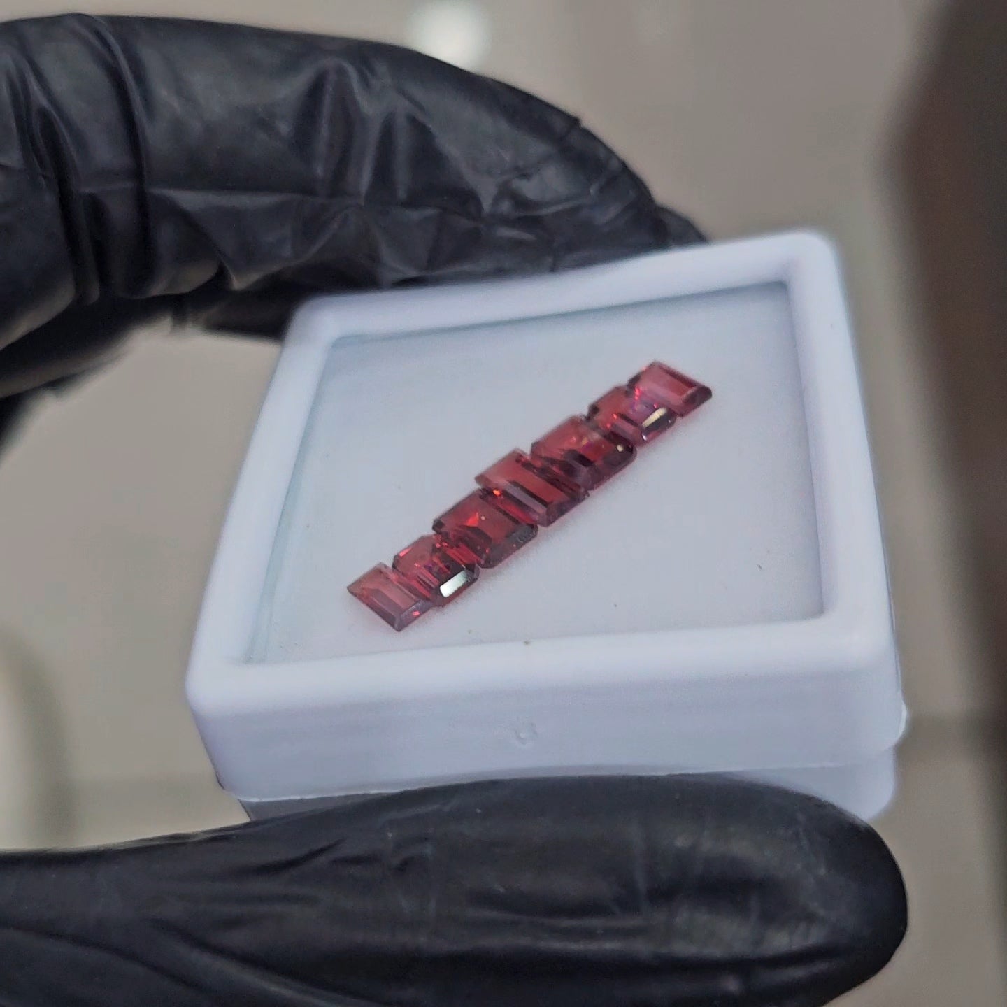 7Pcs of Natural Redrose Garnet Faceted | Rectangle | Size: 6-8mm - The LabradoriteKing