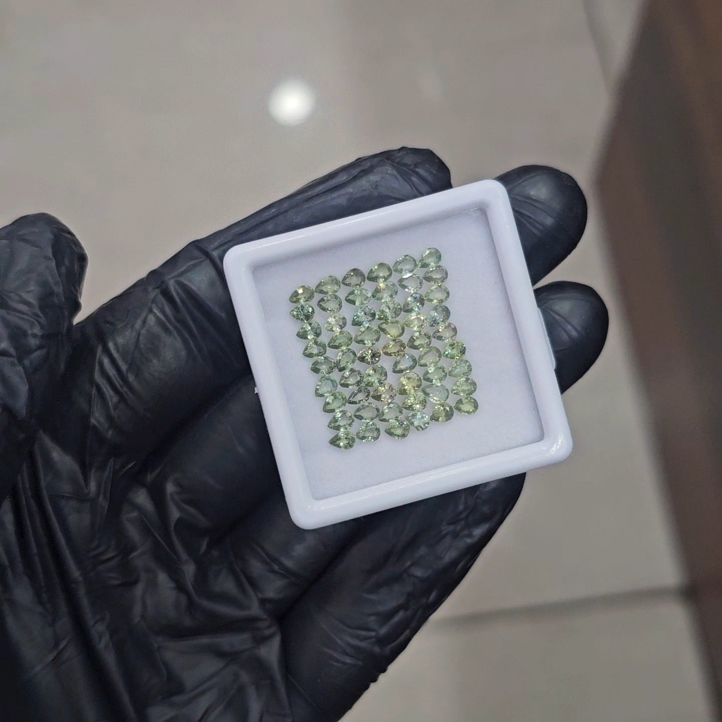 54Pcs of Natural Green Sapphire Faceted  | Pear | Size: 4x3mm - The LabradoriteKing