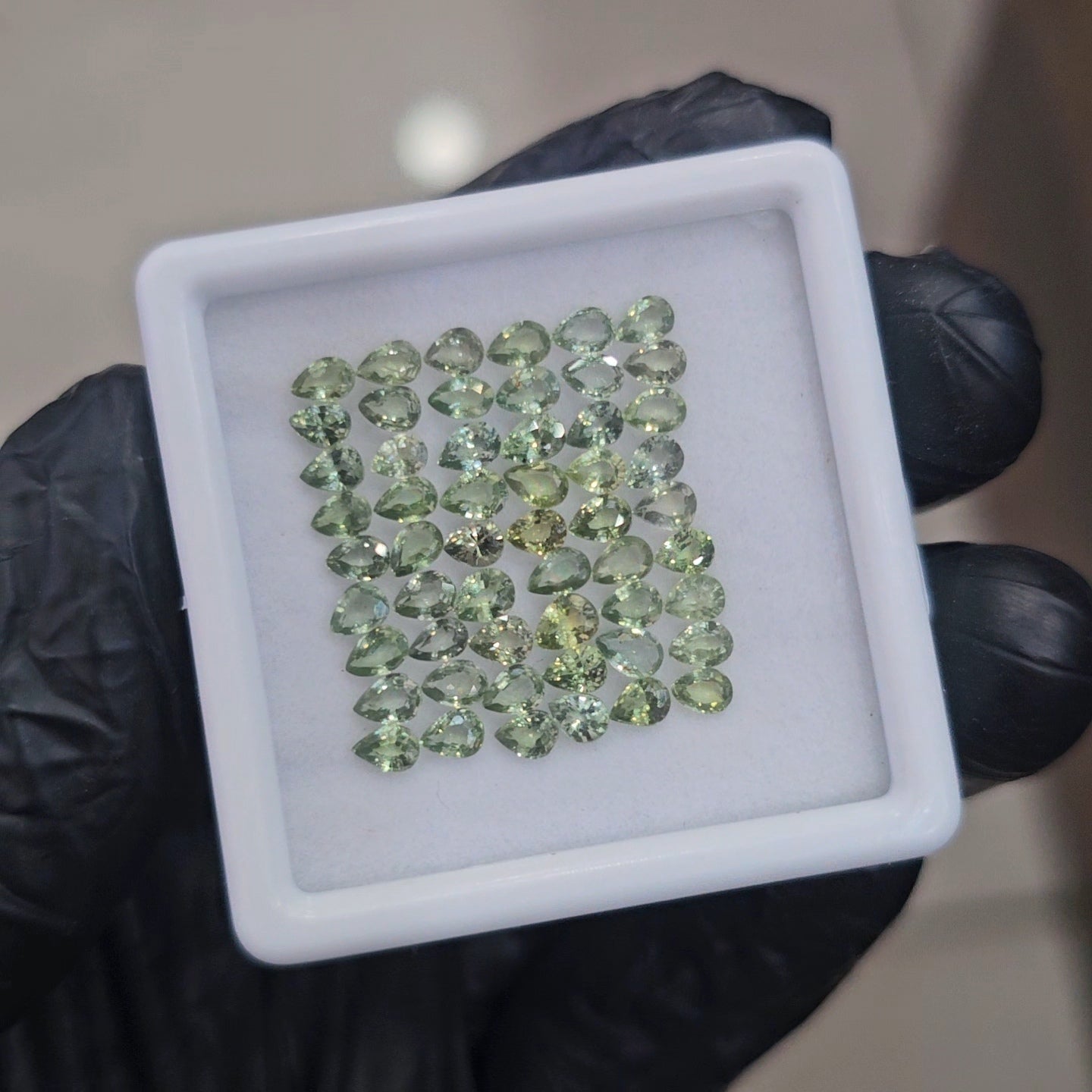 54Pcs of Natural Green Sapphire Faceted  | Pear | Size: 4x3mm - The LabradoriteKing