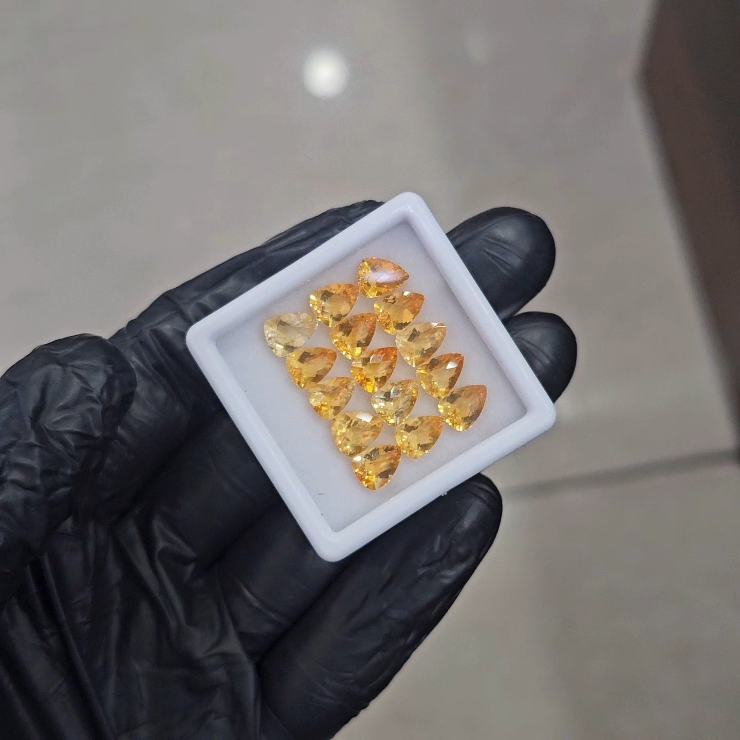 15Pcs of Natural Citrine Checker Cut | Fancy | Size: 8x6mm - The LabradoriteKing