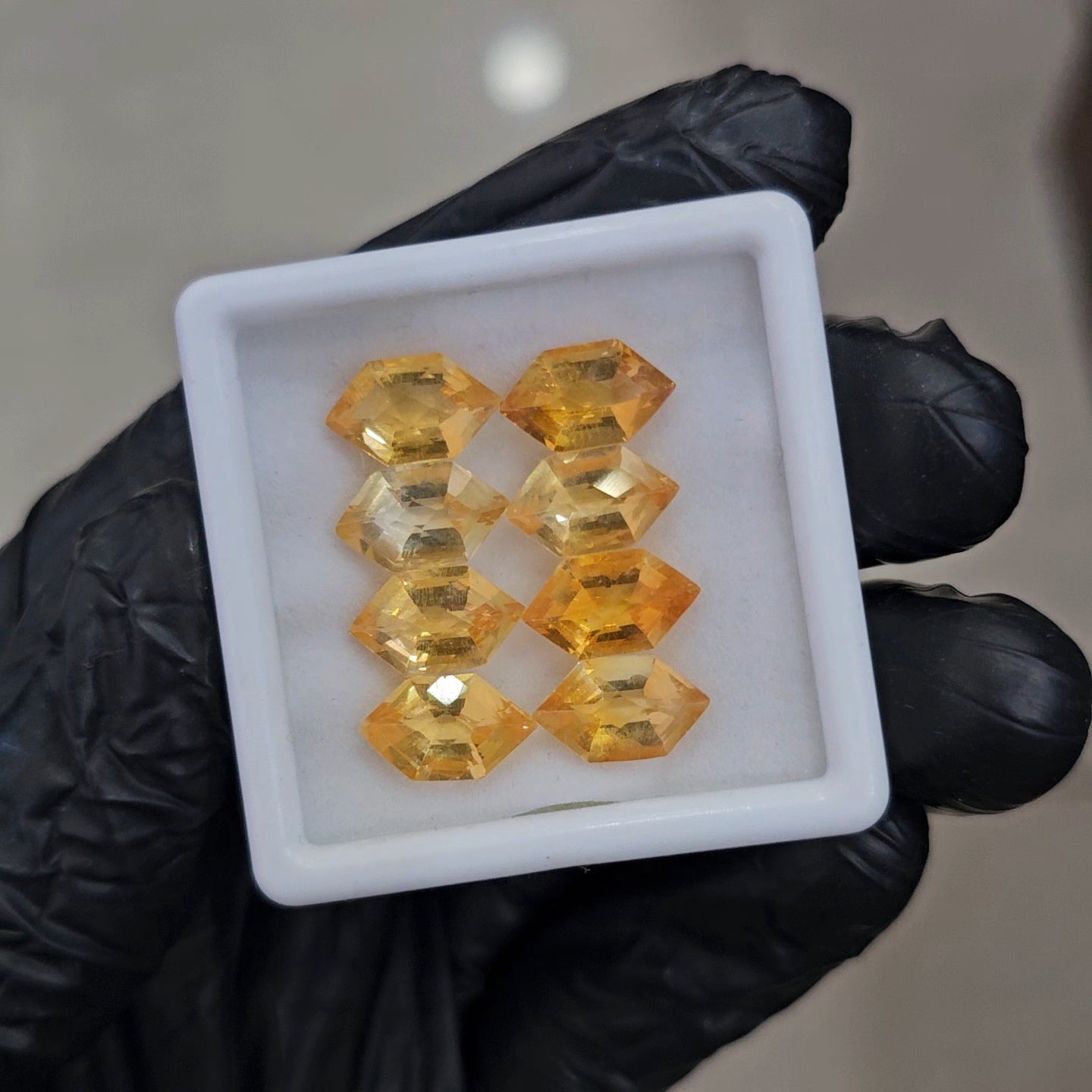 8Pcs of Natural Citrine Checker Cut | Fancy | Size: 12x7mm - The LabradoriteKing