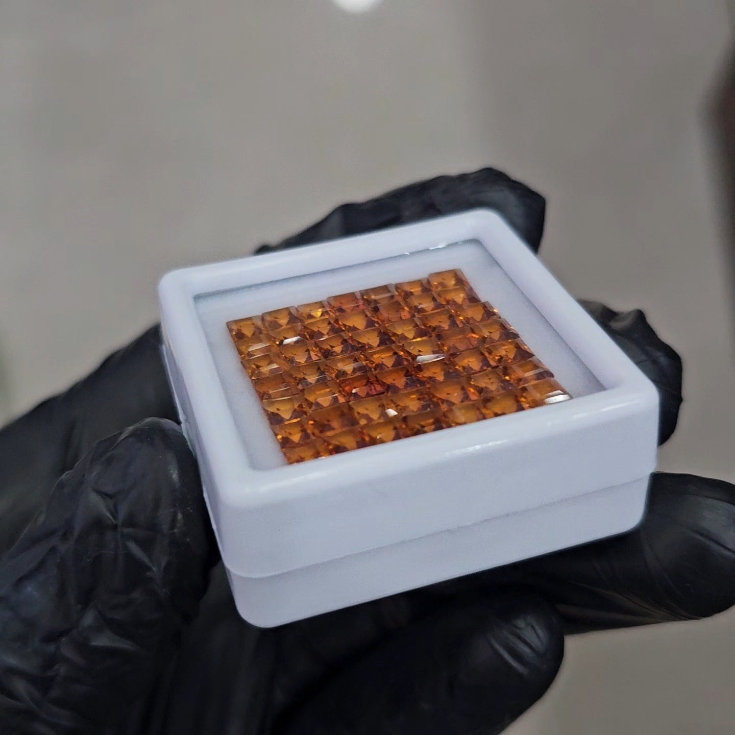 49Pcs of Natural Orange Garnet Faceted | Square | Size: 4mm - The LabradoriteKing