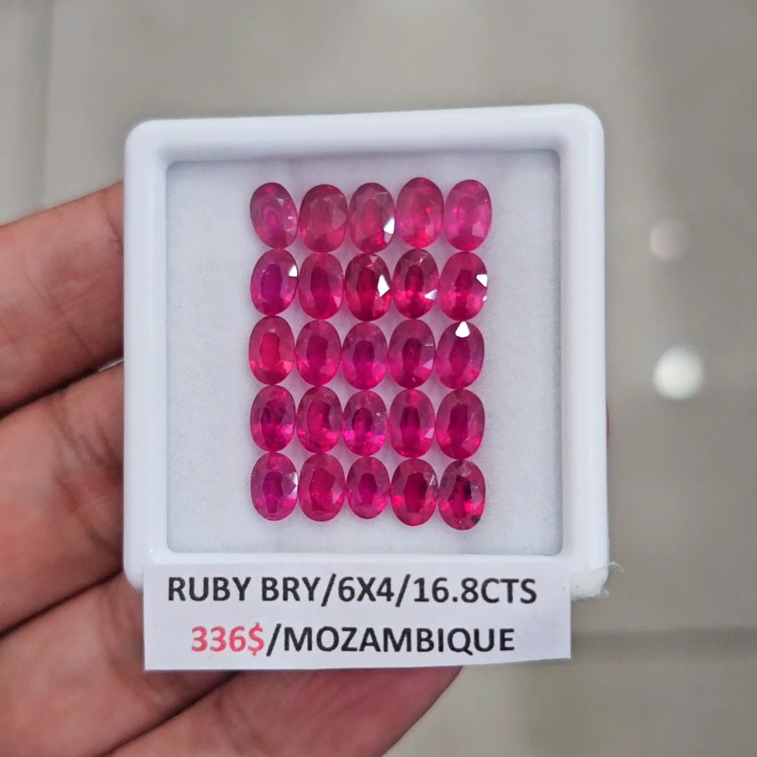25Pcs of Natural Mozambique Ruby Faceted | Oval | Size: 6x4mm - The LabradoriteKing