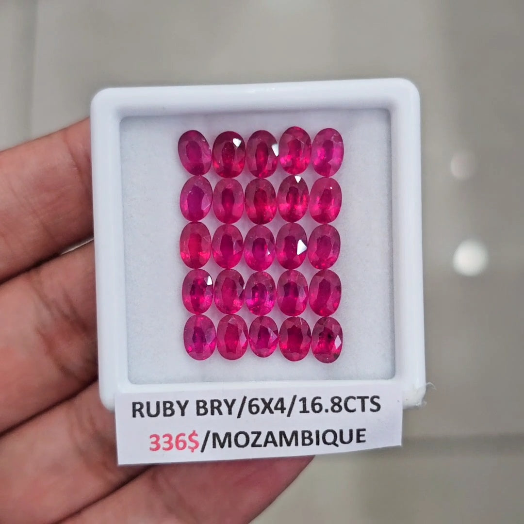 25Pcs of Natural Mozambique Ruby Faceted | Oval | Size: 6x4mm - The LabradoriteKing