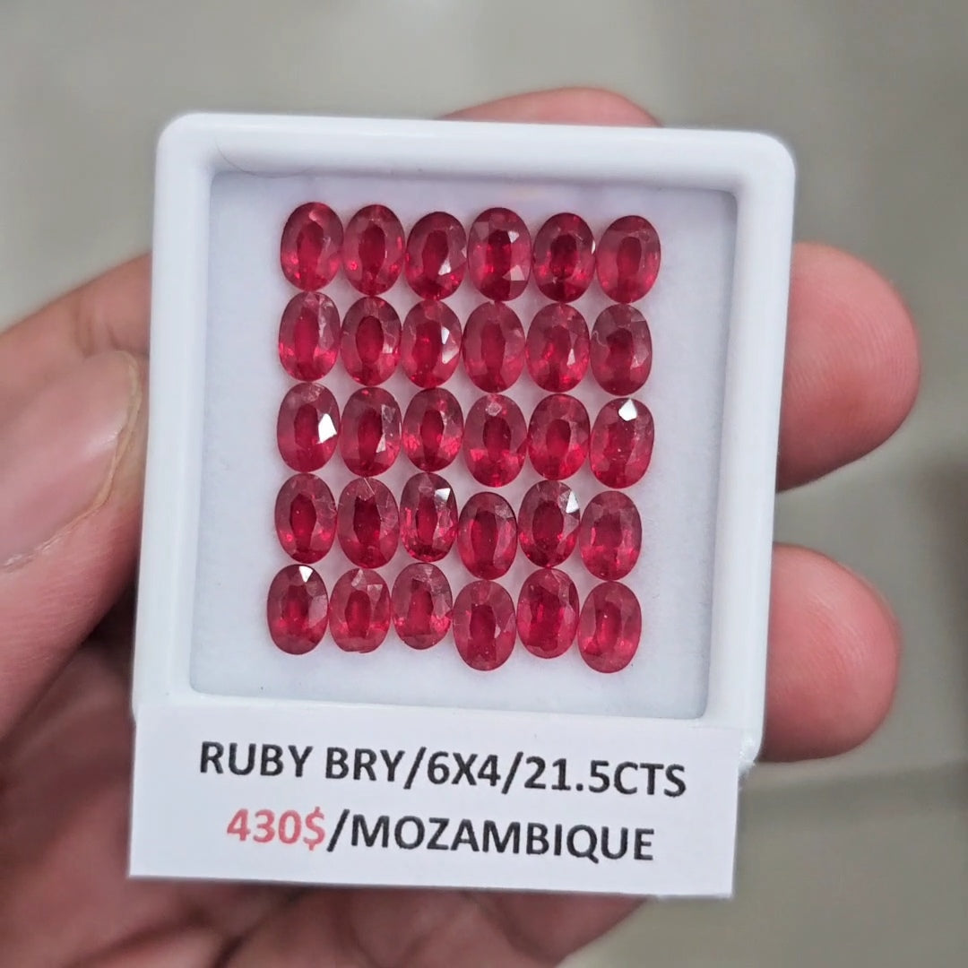 30Pcs of Natural Mozambique Ruby Faceted  | Oval | Size: 6x4mm