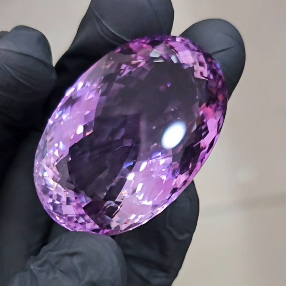 164Cts | Natural Big Size Lavender Amethyst Faceted | Oval | 44x29mm - The LabradoriteKing