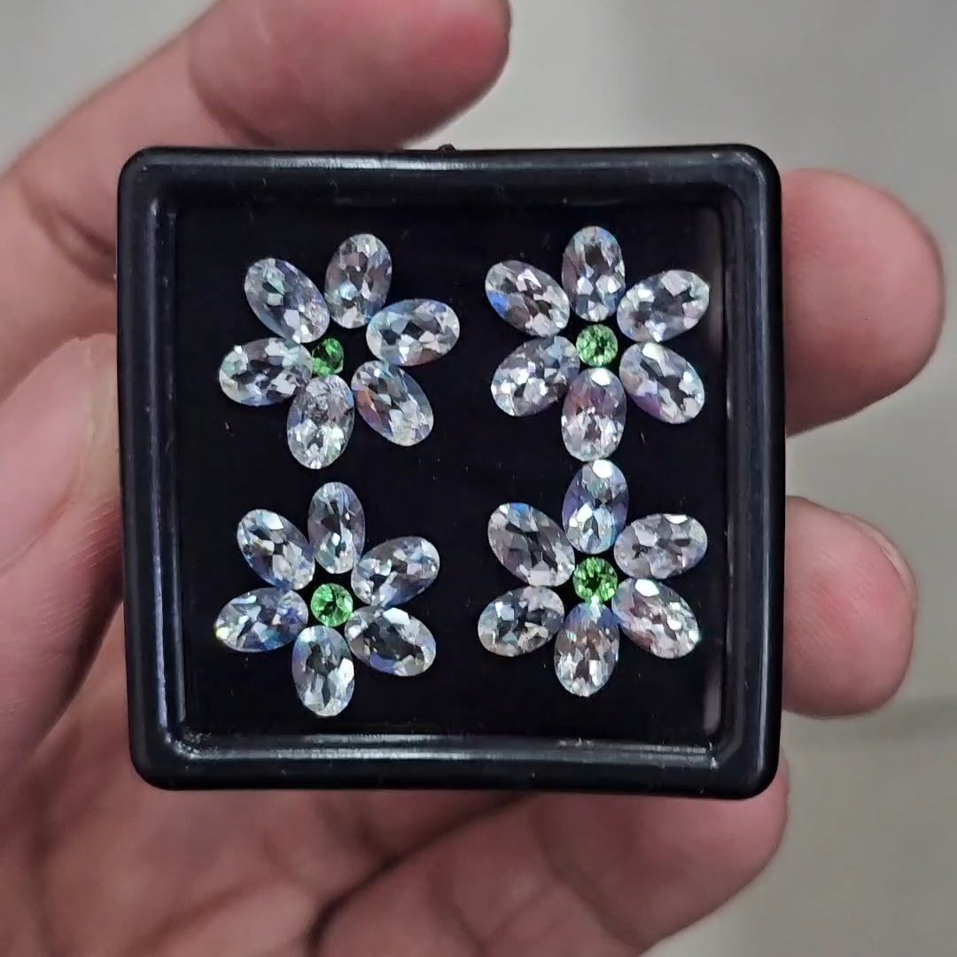 28Pcs of Natural Tsavorite & Madagascar Moonstones Faceted | Oval & Round| Size: 2-6mm - The LabradoriteKing