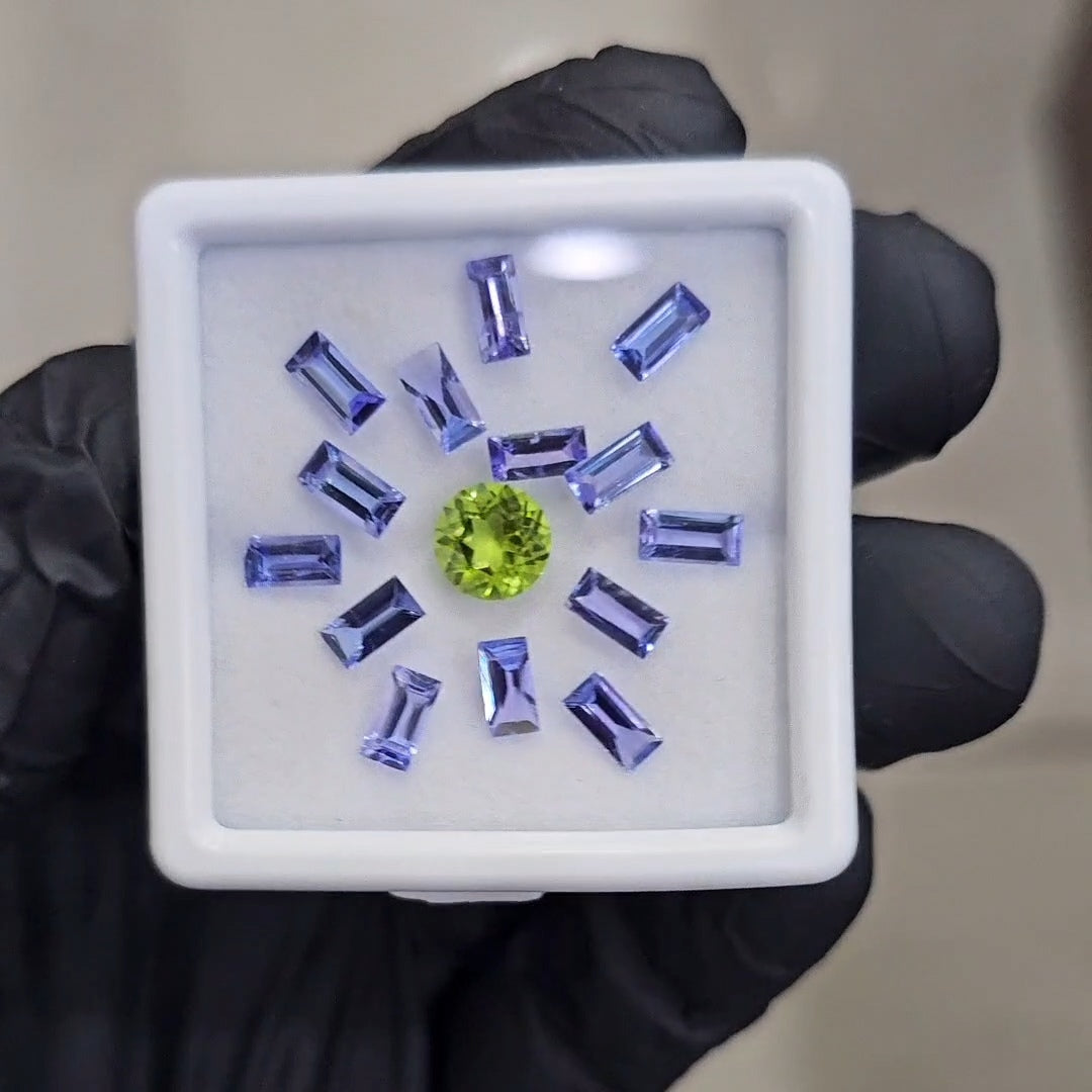 15 Pcs of Natural Tanzanite & Peridot Faceted | Rectangle & Round | Size: 6-7mm - The LabradoriteKing