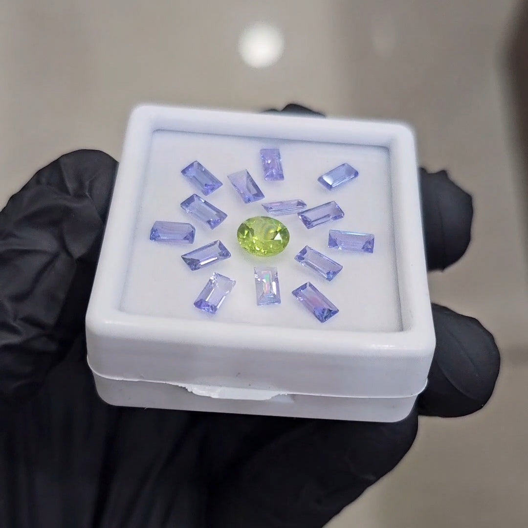 15 Pcs of Natural Tanzanite & Peridot Faceted | Rectangle & Round | Size: 6-7mm - The LabradoriteKing