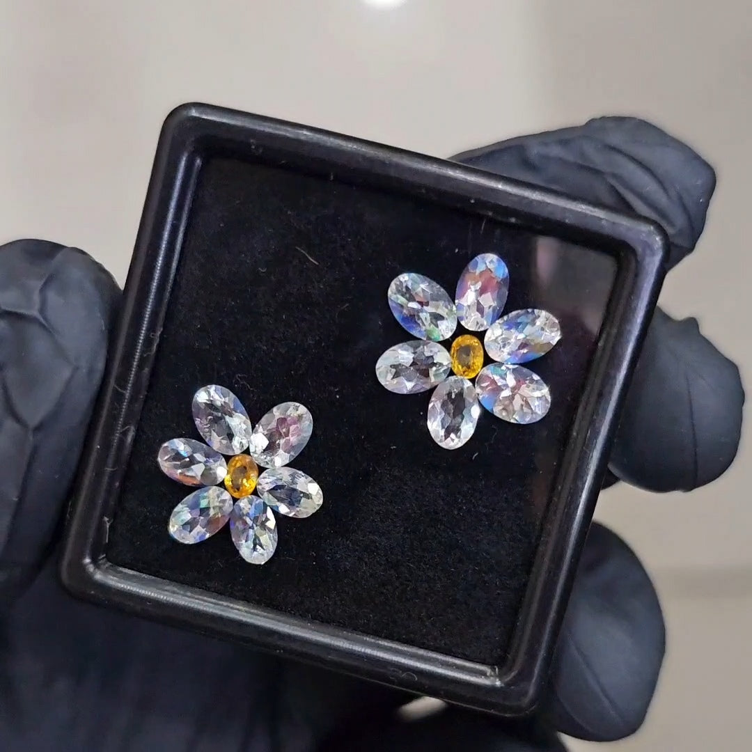 14Pcs of Natural Sapphire & Madagascar Moonstones Faceted | Oval | Size: 3-6mm - The LabradoriteKing