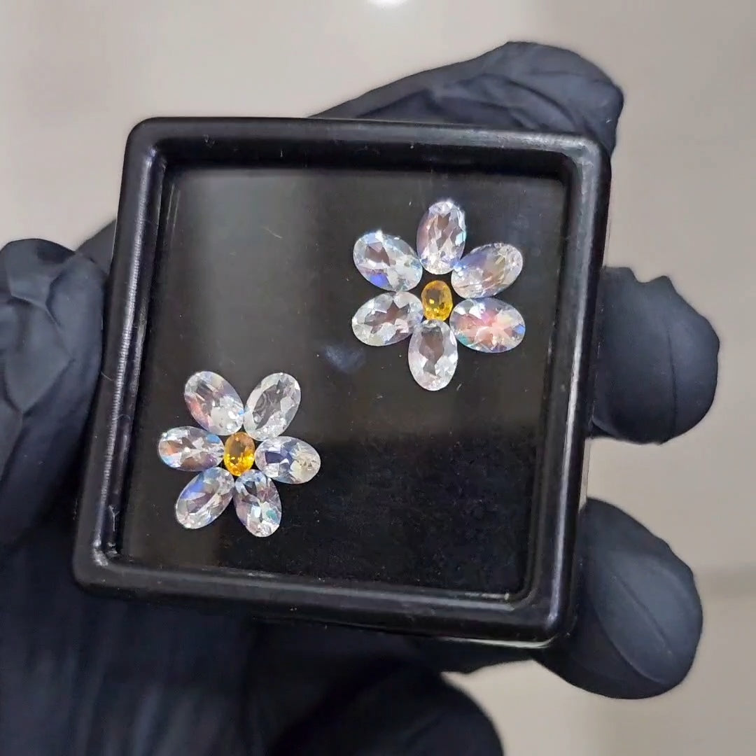 14Pcs of Natural Sapphire & Madagascar Moonstones Faceted | Oval | Size: 3-6mm - The LabradoriteKing