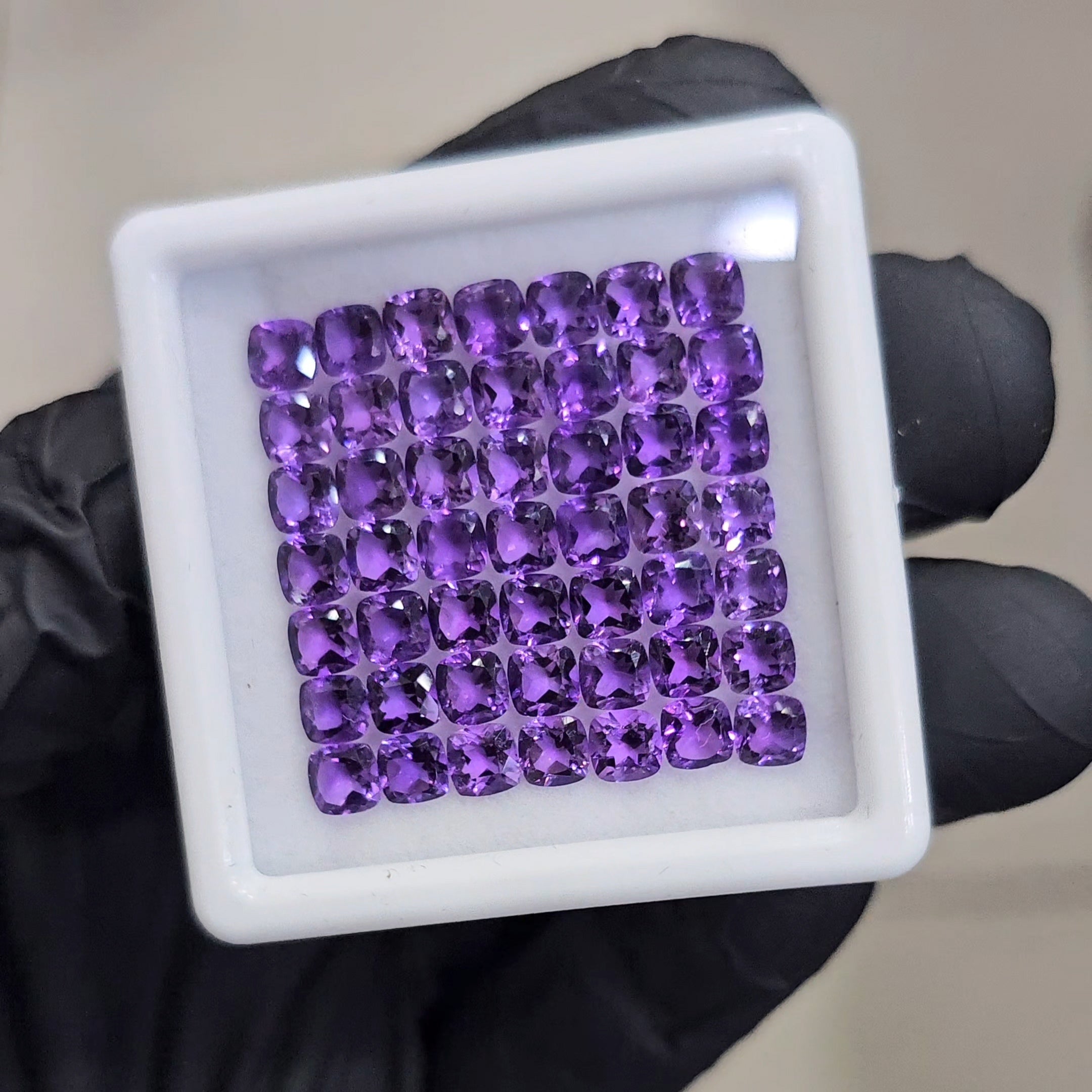 49 Pcs of Natural Amethyst Faceted | Cushion | Size: 4mm - The LabradoriteKing