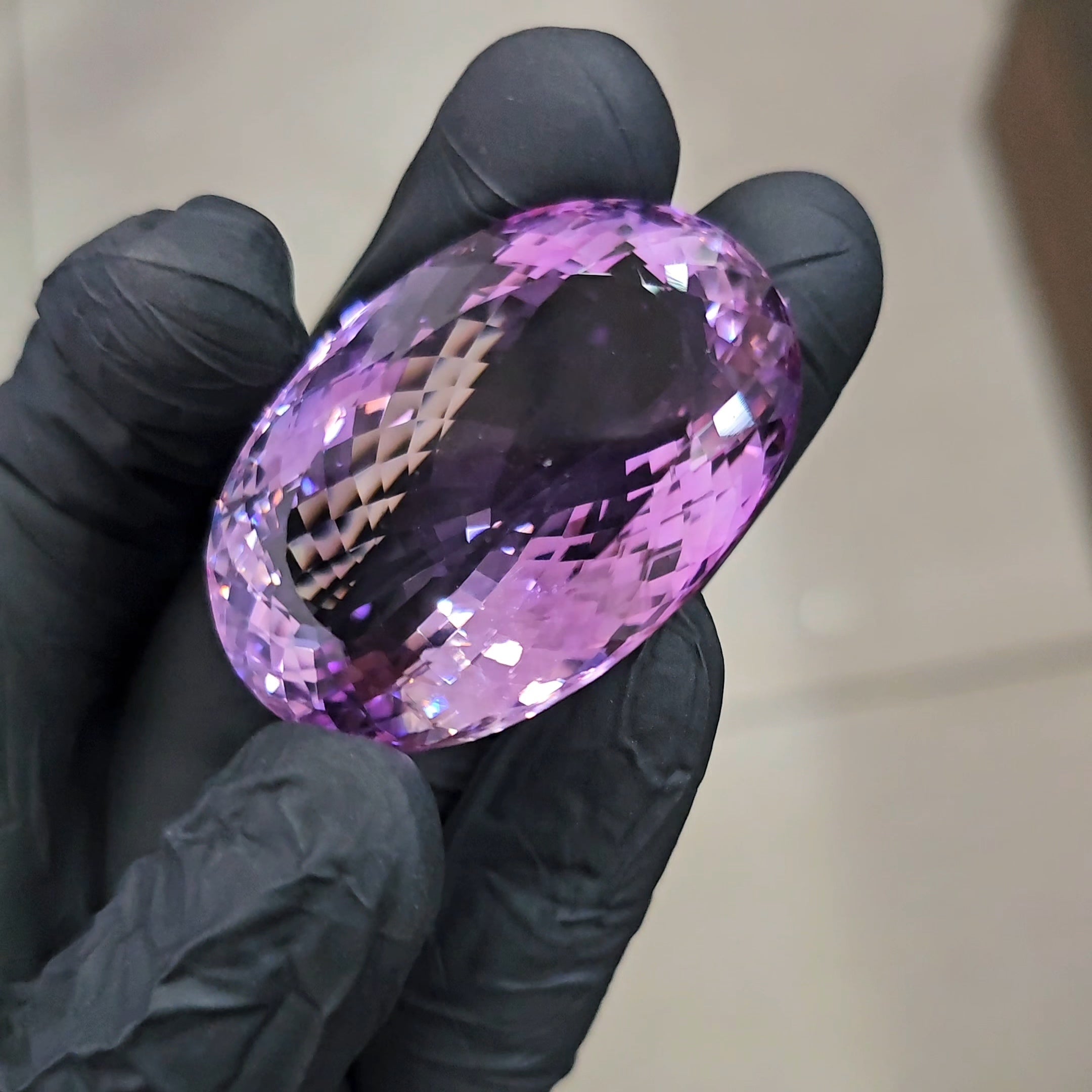 217Cts | Natural Big Size Lavender Amethyst Faceted | Oval | 45x32mm - The LabradoriteKing