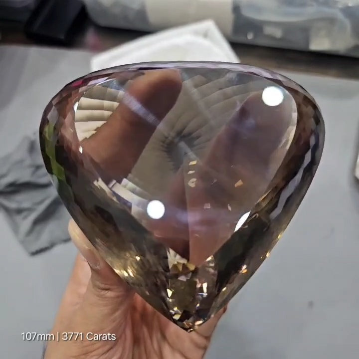 3771Cts | Natural Big Size Jumbos Smoky Quartz Faceted | Teardrop | 107mm