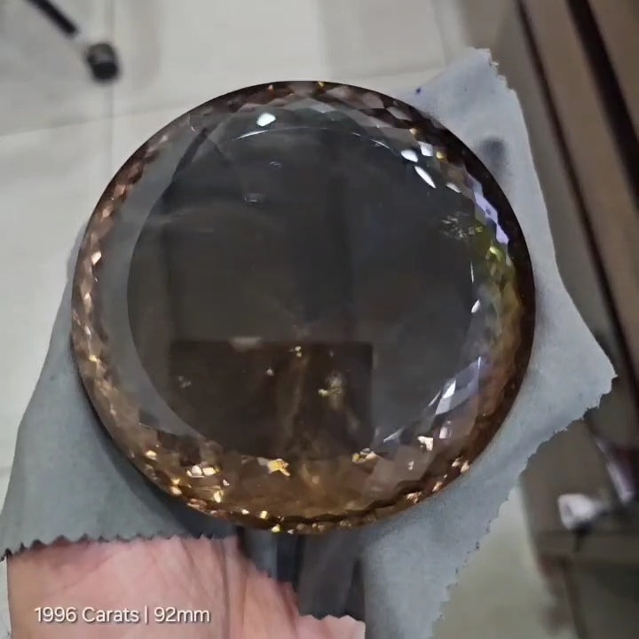 1996Cts | Natural Big Size Jumbos Smoky Quartz Faceted | Round | 92mm