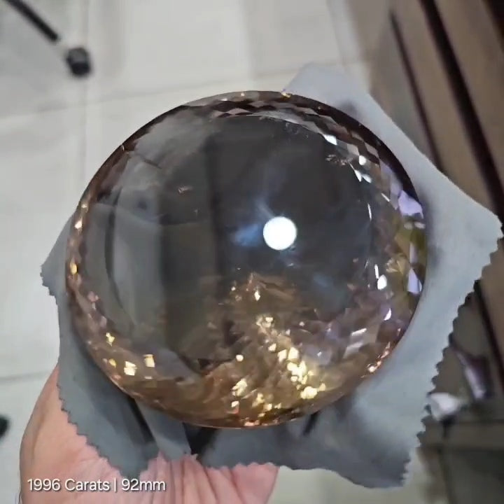 1996Cts | Natural Big Size Jumbos Smoky Quartz Faceted | Round | 92mm
