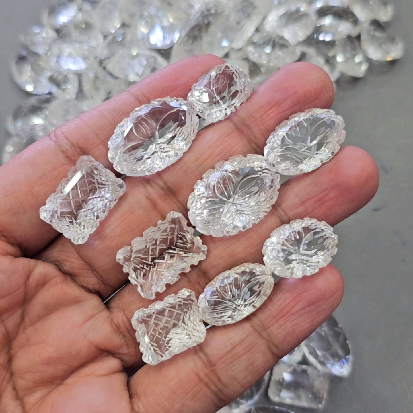 10 Pcs of Carved Clear Quartz | Randomly picked 20-30mm