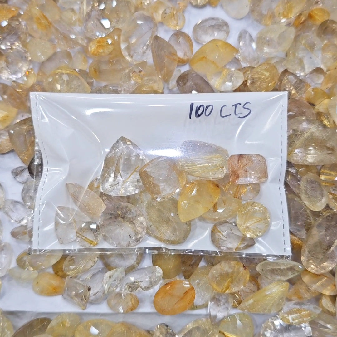 100 Carats of Gold Rutile Quartz | 12-15 Pcs |10-16mm