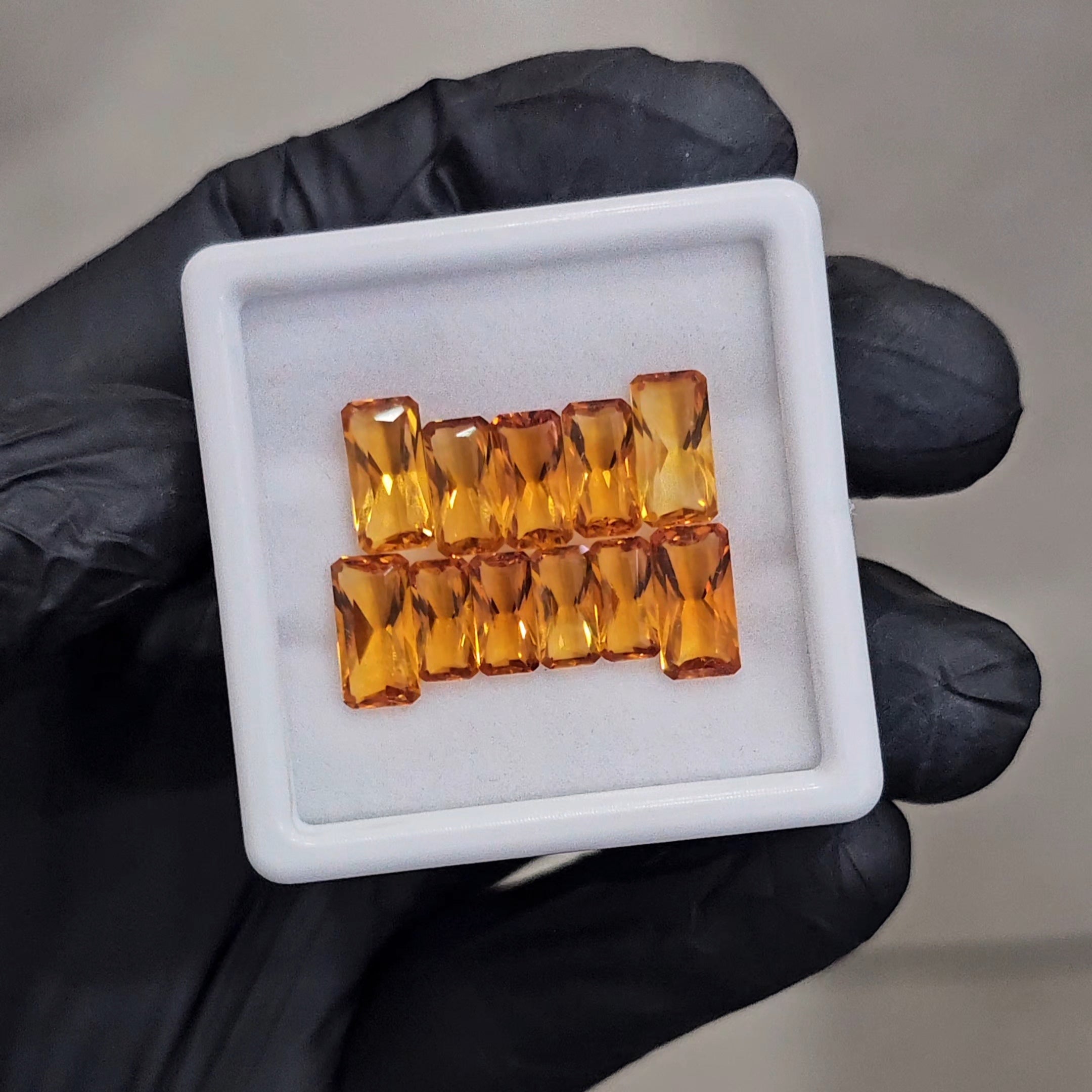 11 Pcs Of Dark Natural Citrine Faceted | Shape: Rectangle | Size: 7-10mm