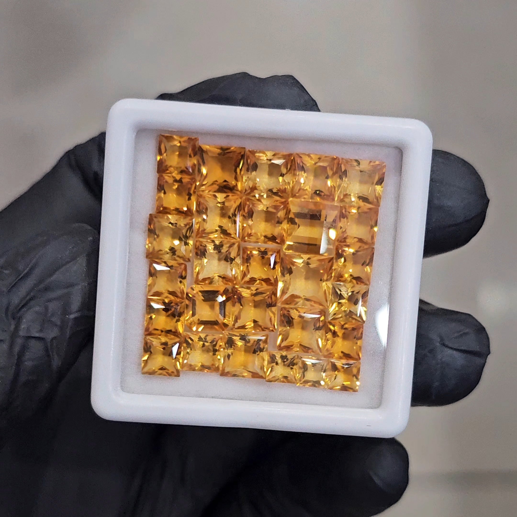 28 Pcs Of Natural Citrine Faceted | Shape: Square | Size: 4-7mm