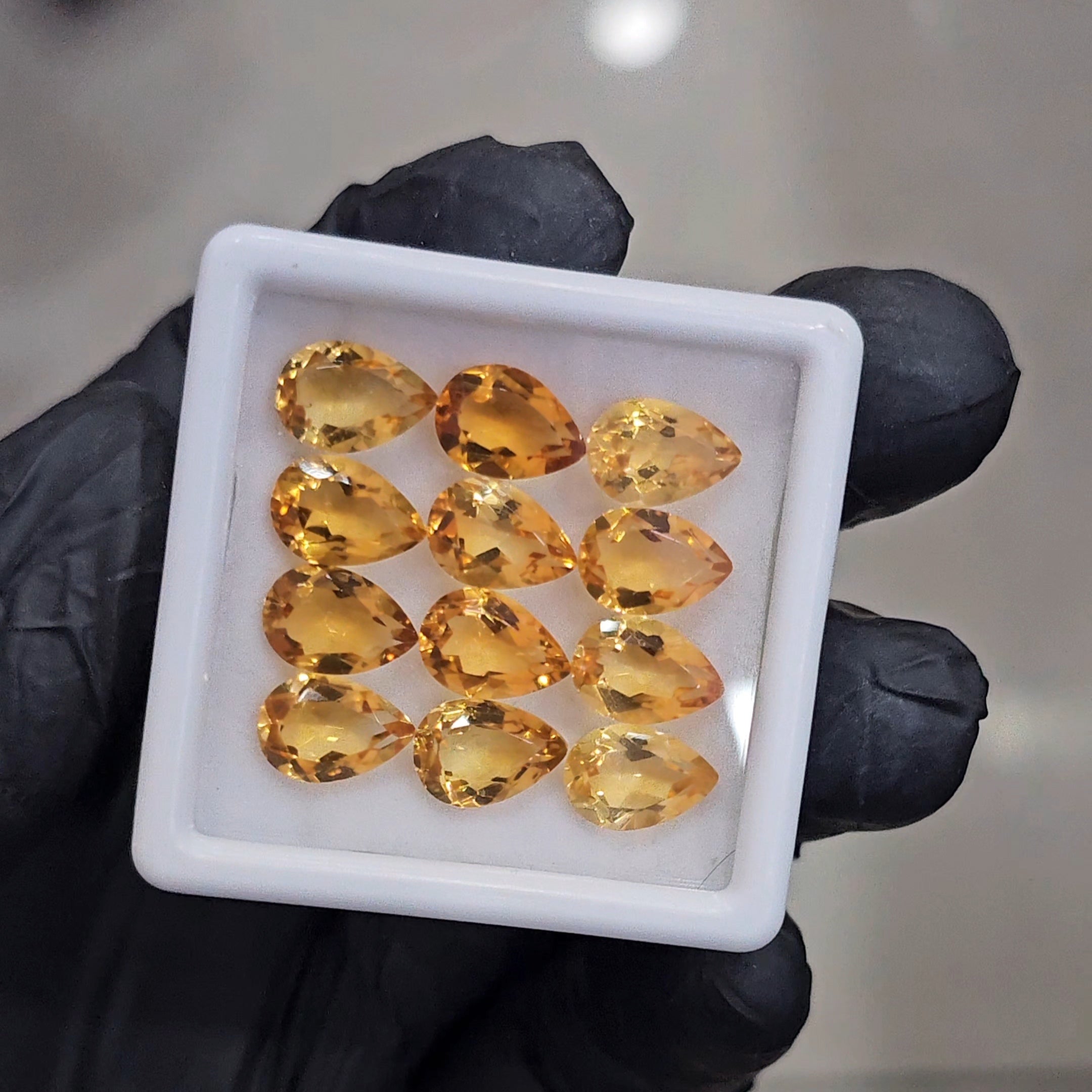 12 Pcs Of Natural Citrine Faceted | Shape: Pear | Size: 9x7mm