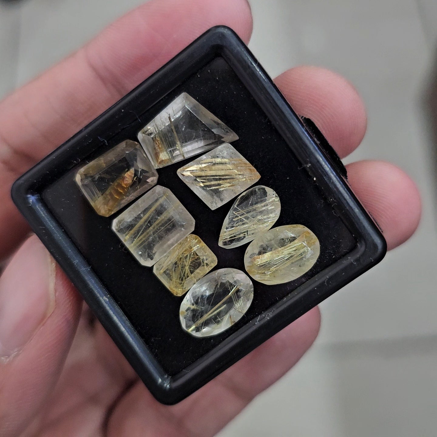 8 Pcs Natural Golden Rutile Quartz Faceted | Shape: Mix | Size: 8-14mm