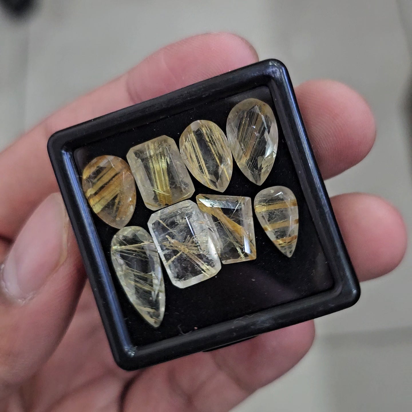 8Pcs Natural Golden Rutile Quartz Faceted | Shape: Mix | Size: 11-17mm